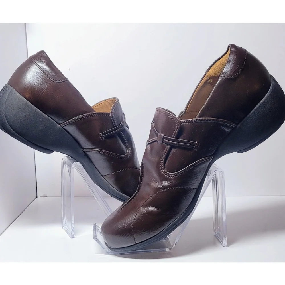 NATURALIZER Jance Womens Shoes Size 9M Brown Leather Wedge Neutral Comfy Office